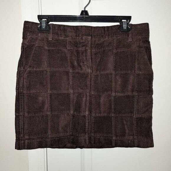 NEW Ann Taylor LOFT Dark Patchwork Corduroy Cords Short Patch Mini Skirt NWT 4 - Picture 1 of 2